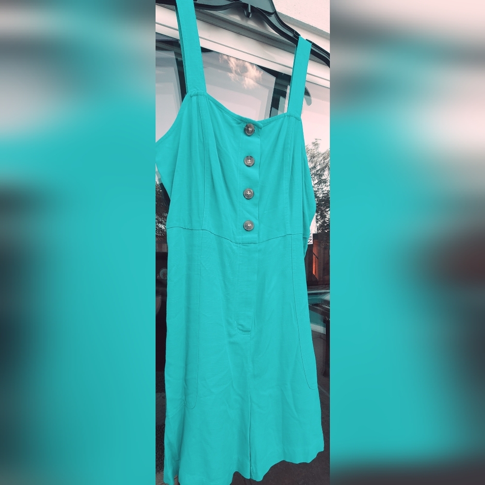 Nine West Teal Button Romper - Size Medium - Picture 3 of 17